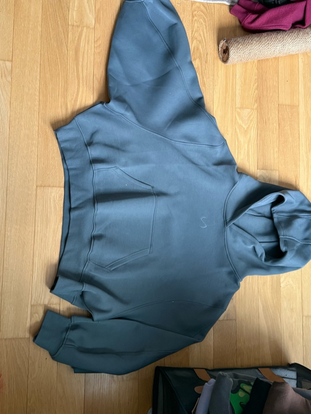 Cropped Hooded Sweatshirt in Slate Blue